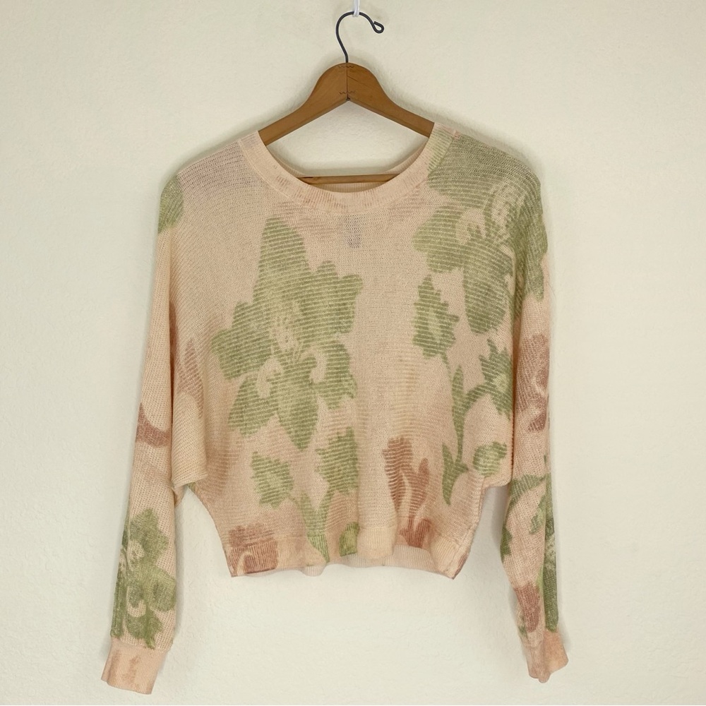 Anthropologie Printed-Linen Pullover Sweater Floral Lightweight Chic Breathable - Picture 4 of 16
